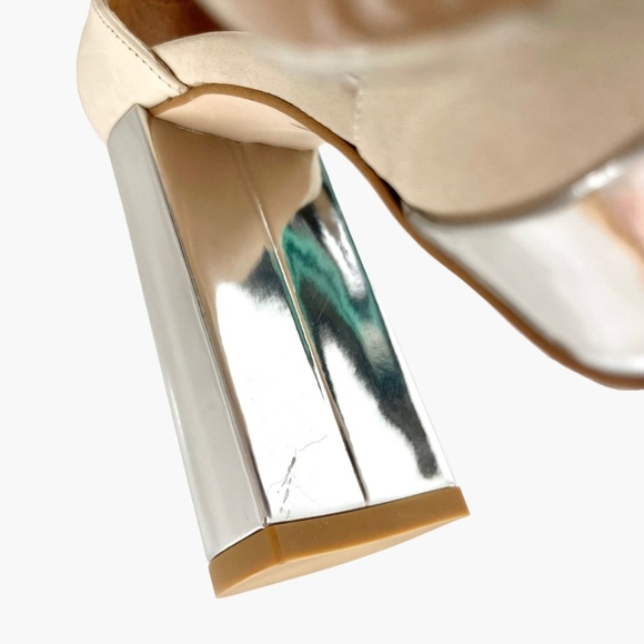 Free People Mix and Mingle Suede Silver Mirror Platform Heels - Picture 10 of 10